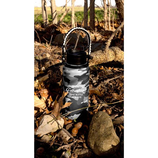 Pavilion Gift Company Fatherhood 32 Oz Stainless Steel Water Bottle With Paracord Survival Handle