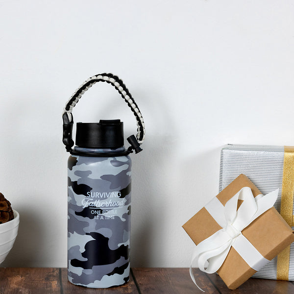 Pavilion Gift Company Fatherhood 32 Oz Stainless Steel Water Bottle With Paracord Survival Handle