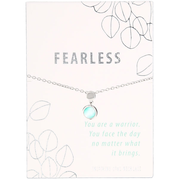 pavilion gift company Fearless Forget-Me-Not Opal 16.5"-18.5" Rhodium Plated Inspirational Necklace