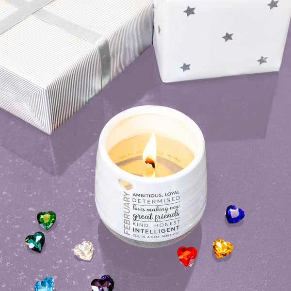 Pavilion Gift Company February 11 Oz - 100% Soy Wax Reveal Candle With Birthstone Scent: Tranquility