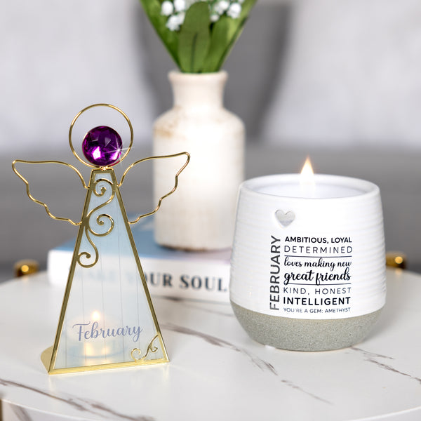 Pavilion Gift Company February 6.5" Monthly Angel Tea Light Holder