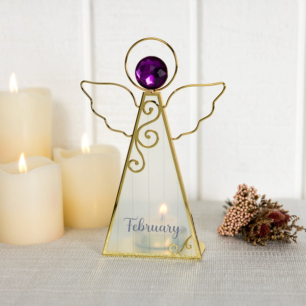 Pavilion Gift Company February 6.5" Monthly Angel Tea Light Holder