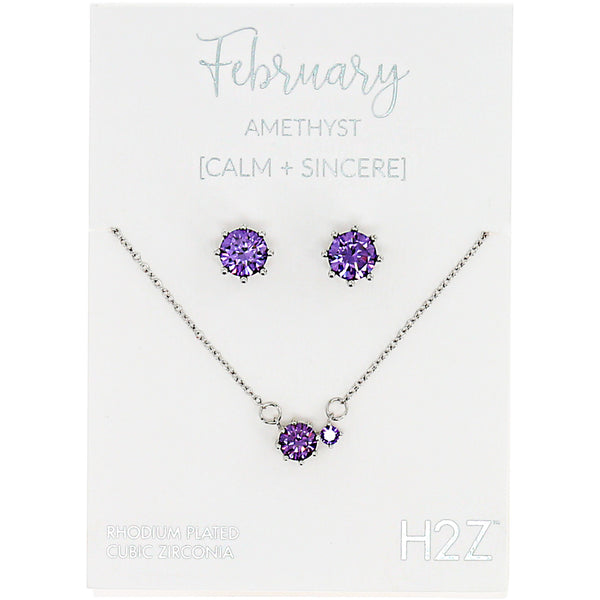 pavilion gift company February Amethyst 16.5"-18.5" Birthstone Jewelry Gift Set