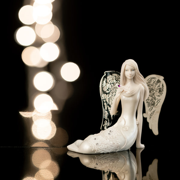 Pavilion Gift Company February Birthstone Angel 3.5" February Angel With Amethyst Butterfly
