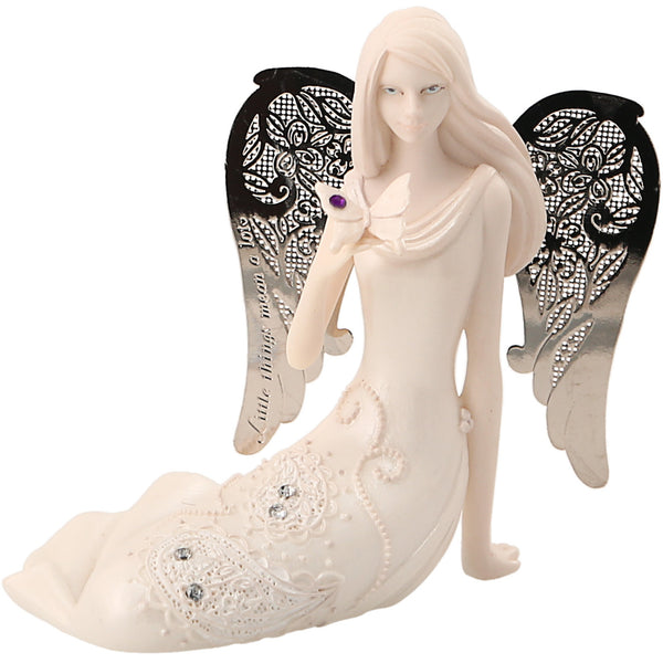 pavilion gift company February Birthstone Angel 3.5" February Angel with Amethyst Butterfly