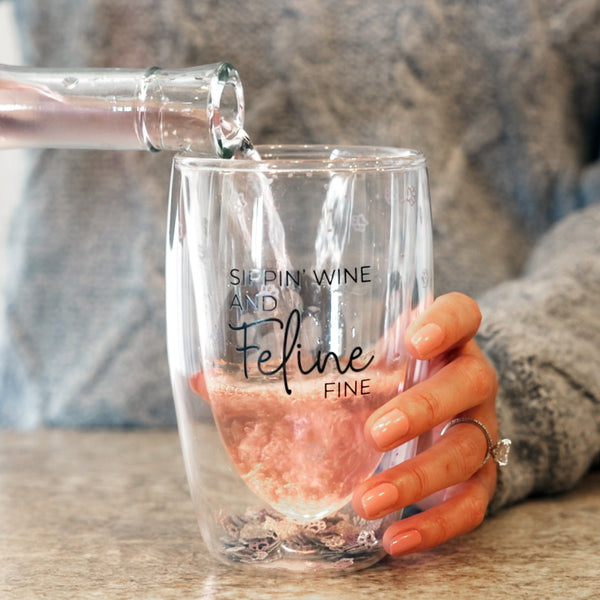 Pavilion Gift Company Feline Fine 14 Oz Double-Walled Glass