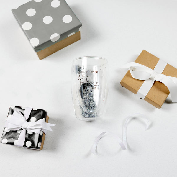 Pavilion Gift Company Feline Fine 14 Oz Double-Walled Glass