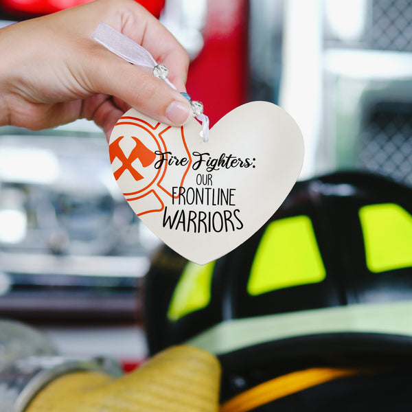 Pavilion Gift Company Fire Fighters 3.5" Heart-Shaped Ornament
