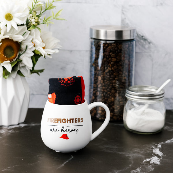 Pavilion Gift Company Firefighters 15.5 Oz Mug And Sock Set