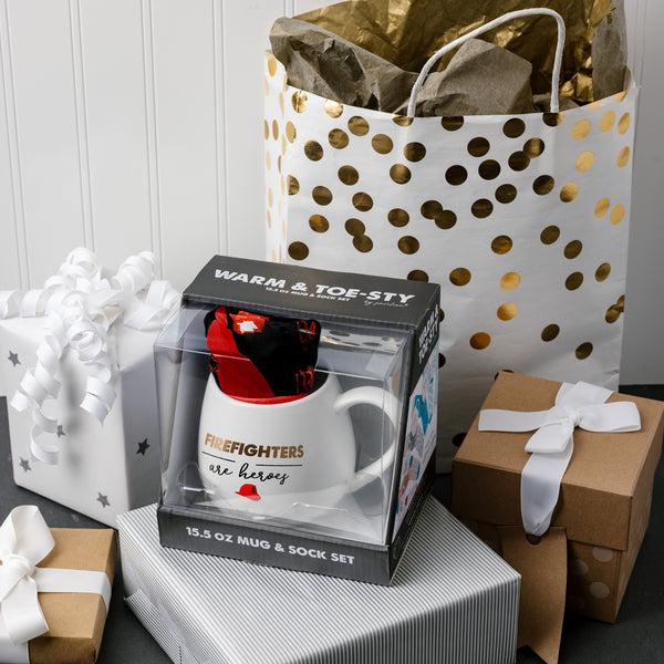 Pavilion Gift Company Firefighters 15.5 Oz Mug And Sock Set