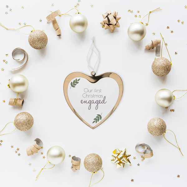 Pavilion Gift Company First Christmas Engaged 4.75" Glass Ornament