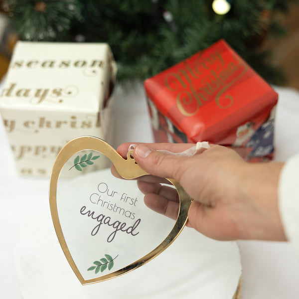 Pavilion Gift Company First Christmas Engaged 4.75" Glass Ornament