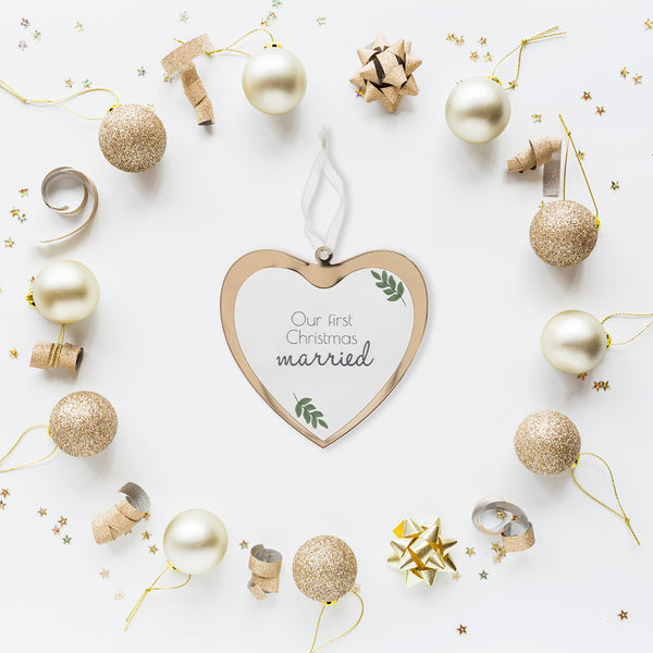 Pavilion Gift Company First Christmas Married 4.75" Glass Ornament