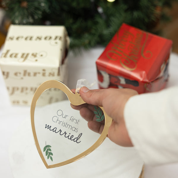 Pavilion Gift Company First Christmas Married 4.75" Glass Ornament