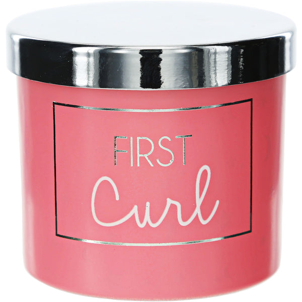pavilion gift company First Curl Pink 2.5" Glass Memory Box