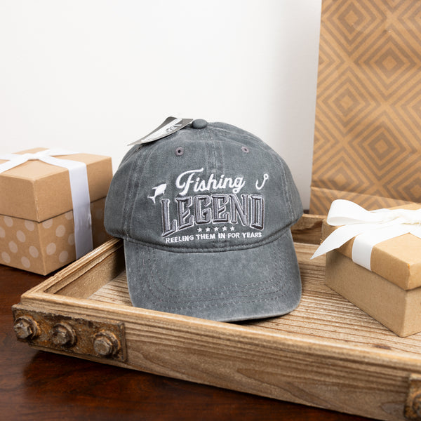 Pavilion Gift Company Fishing Dark Gray Washed Cotton Twill Hat