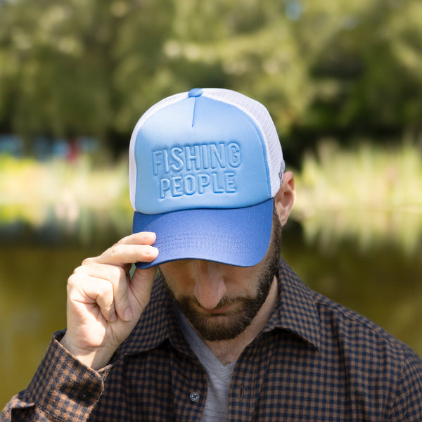 Pavilion Gift Company Fishing People Adjustable Cyan Neoprene Mesh Hat