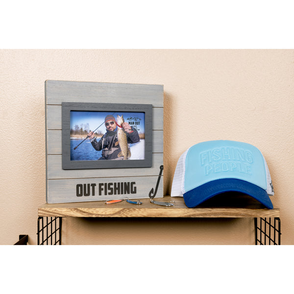 Pavilion Gift Company Fishing People Adjustable Cyan Neoprene Mesh Hat