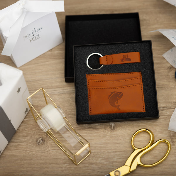 Pavilion Gift Company Fishing PU Leather Keyring & Wallet Set
