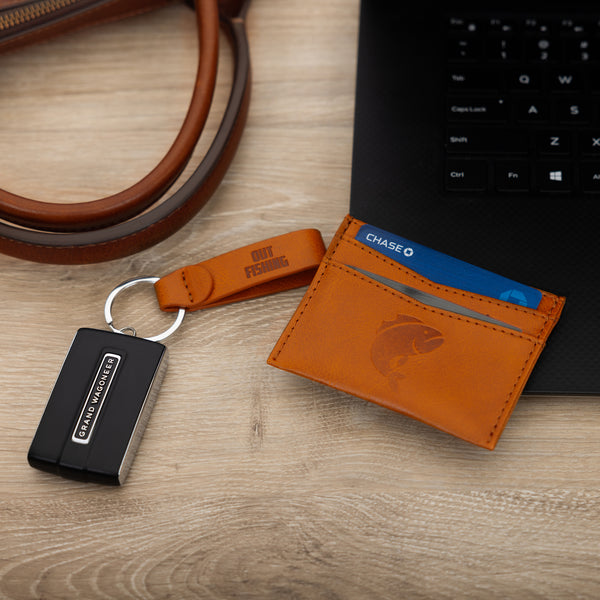 Pavilion Gift Company Fishing PU Leather Keyring & Wallet Set
