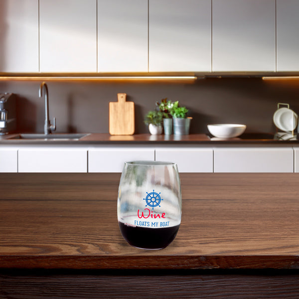 Pavilion Gift Company Floats My Boat 14 Oz Tritan Stemless Wine Glass