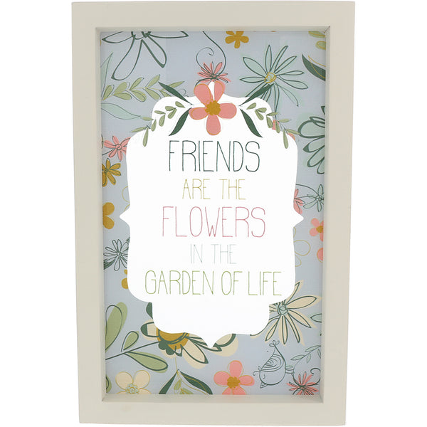 pavilion gift company Flowers 5" x 8.5" Framed Glass Plaque