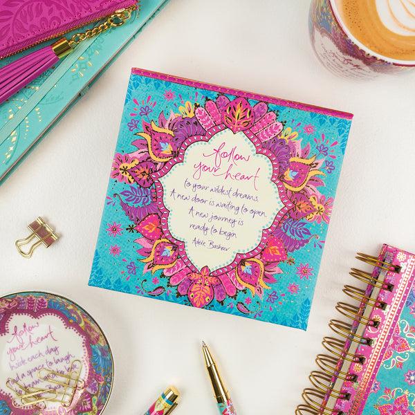 Pavilion Gift Company Follow Your Heart 5.25" X 5.25" X 1.75" Note Box