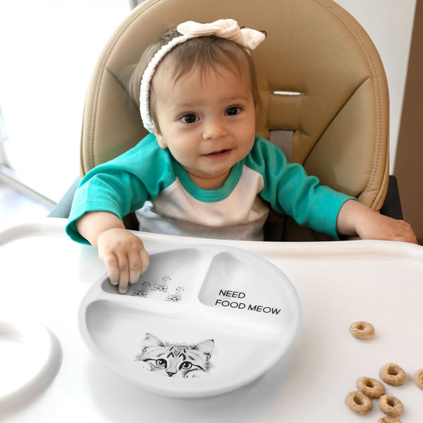 Pavilion Gift Company Food Meow Divided Silicone Suction Plate