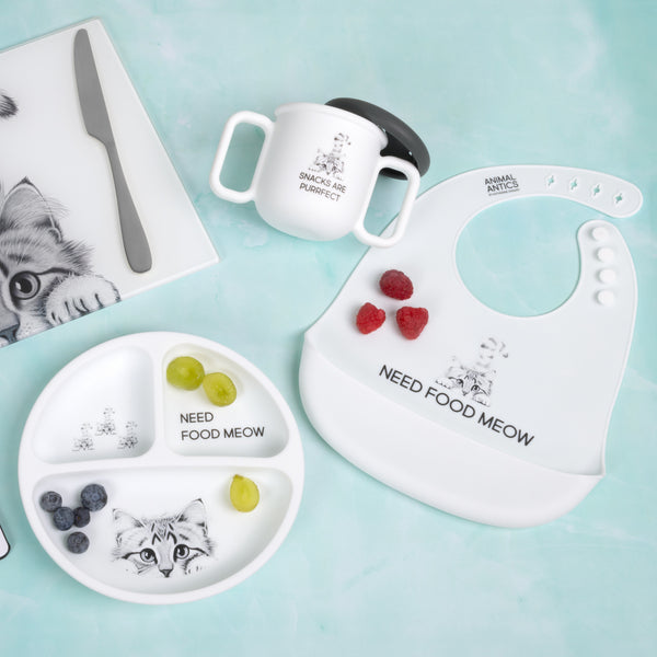 Pavilion Gift Company Food Meow Divided Silicone Suction Plate