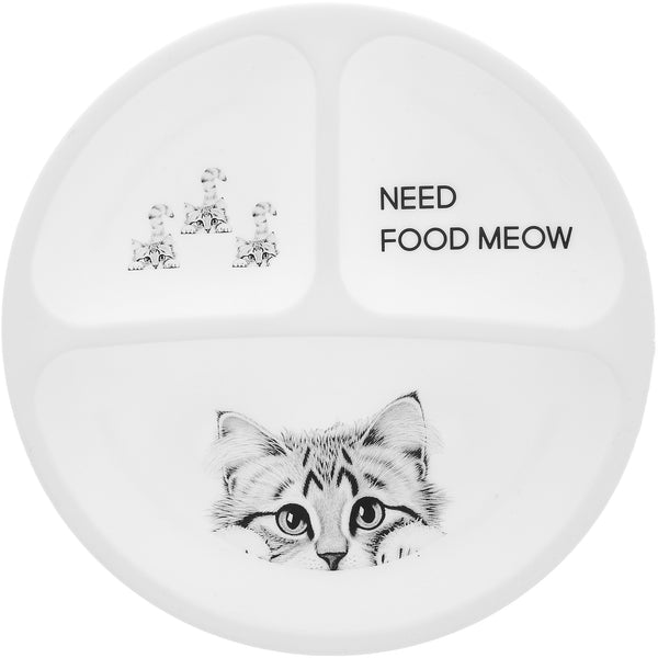 pavilion gift company Food Meow Divided Silicone Suction Plate