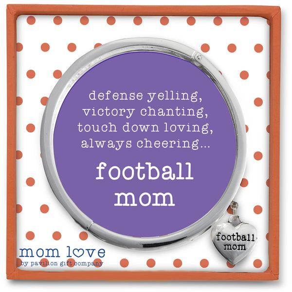Pavilion Gift Company Football Mom White Enamel Bangle Bracelet With Heart Charm