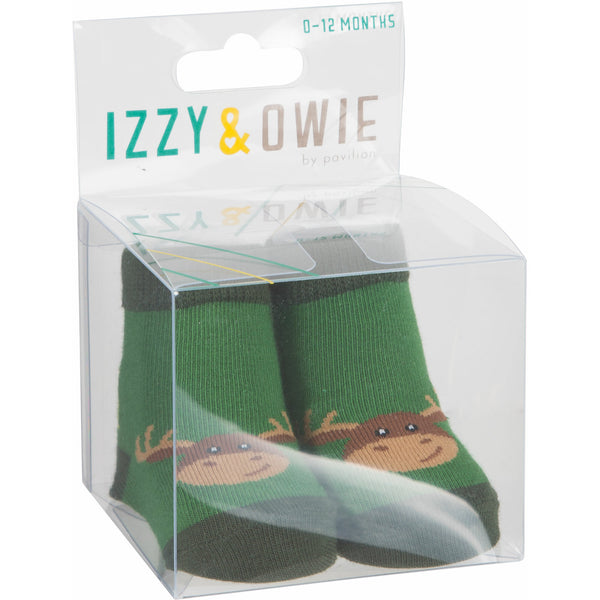 Pavilion Gift Company Forest Green Moose 0-12 Socks
