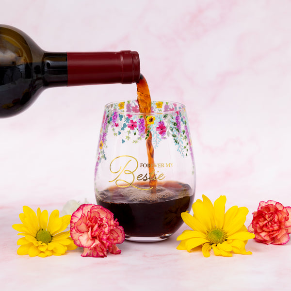 Pavilion Gift Company Forever Bestie Gift Boxed 17 Oz Stemless Wine Glass