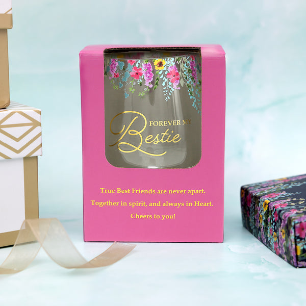 Pavilion Gift Company Forever Bestie Gift Boxed 17 Oz Stemless Wine Glass