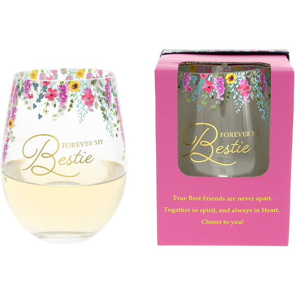 pavilion gift company Forever Bestie Gift Boxed 17 oz Stemless Wine Glass