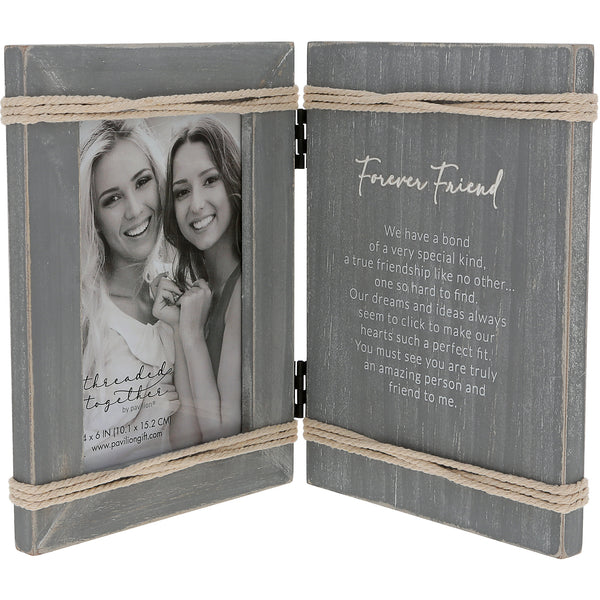 pavilion gift company Forever Friend 5.5" x 7.5" Hinged Sentiment Frame (Holds 4" x 6" Photo)