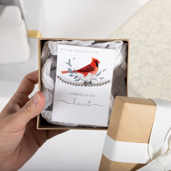 Pavilion Gift Company Forever In My Heart Silver Plated - Beaded Stretch Bracelet