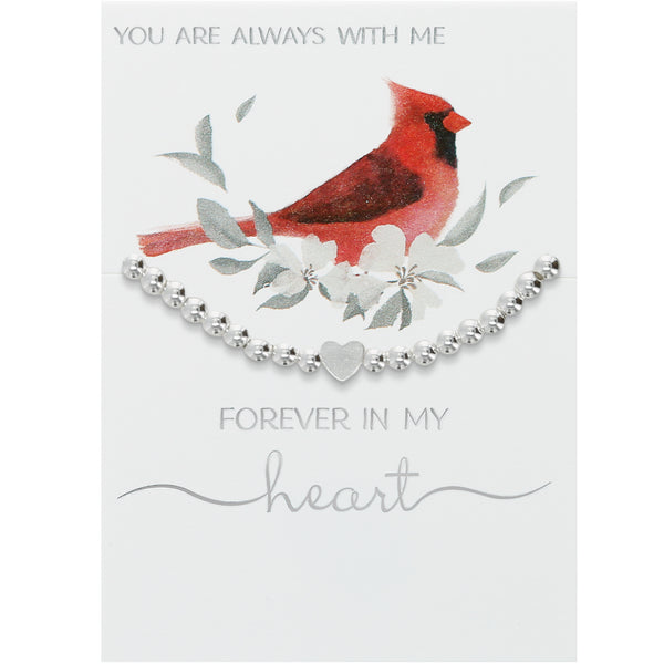 pavilion gift company Forever In My Heart Silver Plated - Beaded Stretch Bracelet