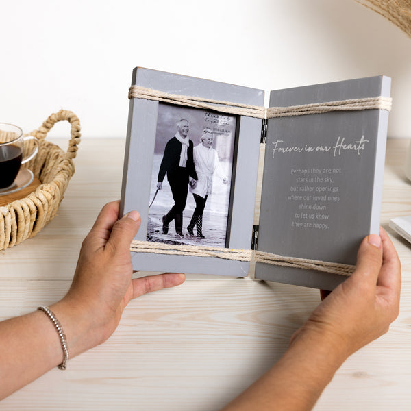 Pavilion Gift Company Forever In Our Hearts 5.5" X 7.5" Hinged Sentiment Frame (Holds 4" X 6" Photo)