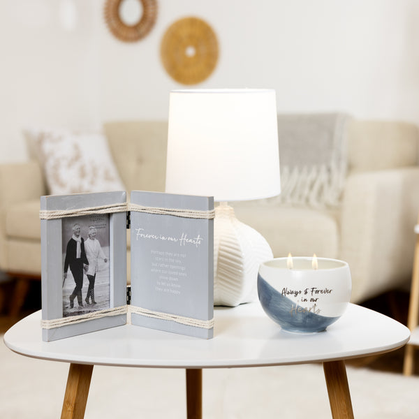 Pavilion Gift Company Forever In Our Hearts 5.5" X 7.5" Hinged Sentiment Frame (Holds 4" X 6" Photo)