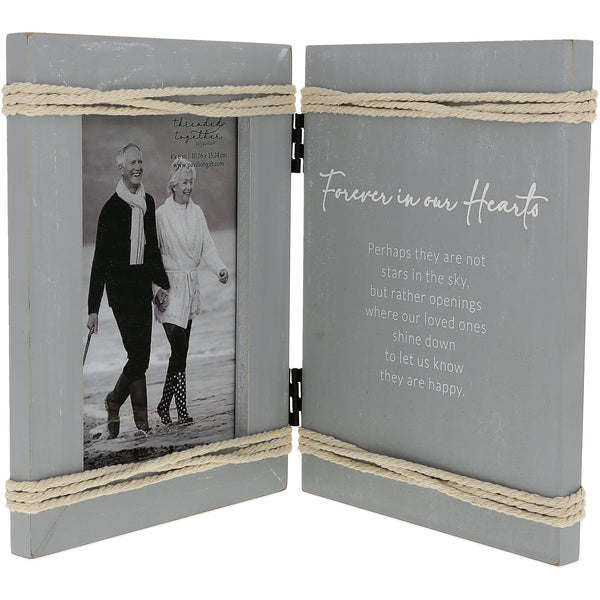 pavilion gift company Forever In Our Hearts 5.5" x 7.5" Hinged Sentiment Frame (Holds 4" x 6" Photo)