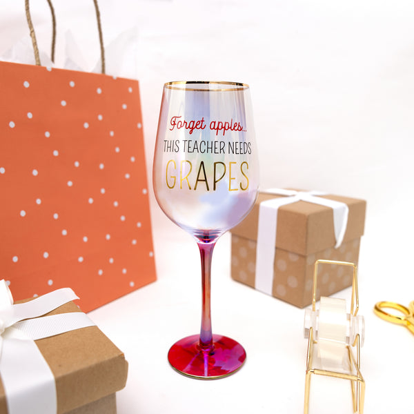 Pavilion Gift Company Forget Apples 16 Oz Wine Glass