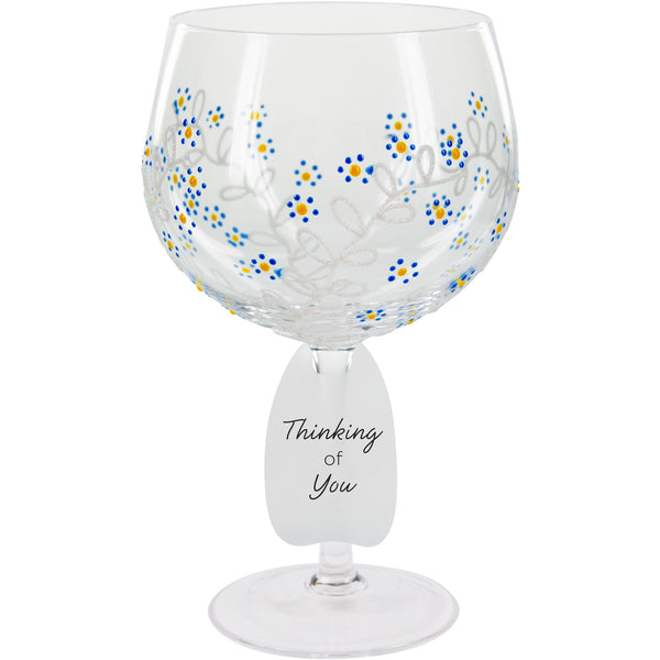 pavilion gift company Forget Me Not 24 oz Hand Decorated Glass