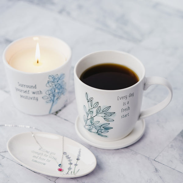 Pavilion Gift Company Fresh Start 17 Oz Cup With Coaster Lid