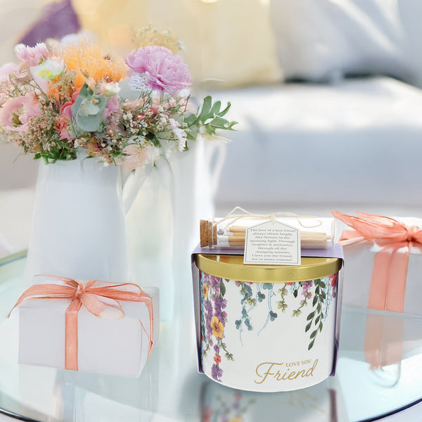 Pavilion Gift Company Friend 14 Oz - 100% Soy Wax Candle With Matches Scent: Vanilla