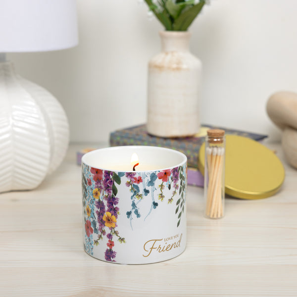 Pavilion Gift Company Friend 14 Oz - 100% Soy Wax Candle With Matches Scent: Vanilla