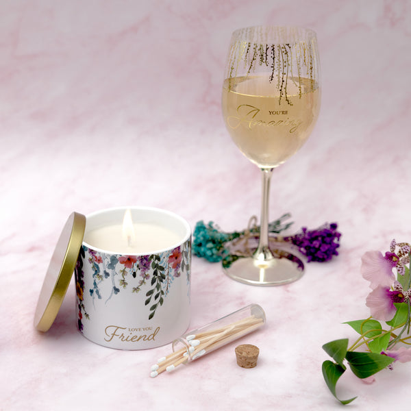 Pavilion Gift Company Friend 14 Oz - 100% Soy Wax Candle With Matches Scent: Vanilla