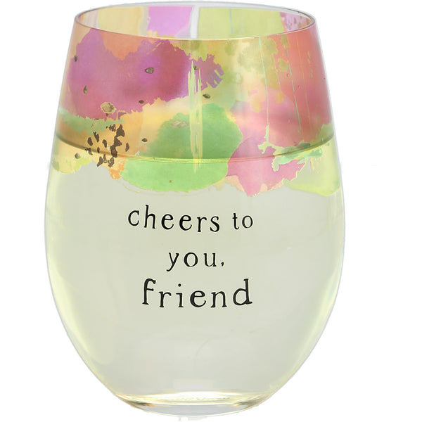 pavilion gift company Friend 18 oz Stemless Wine Glass