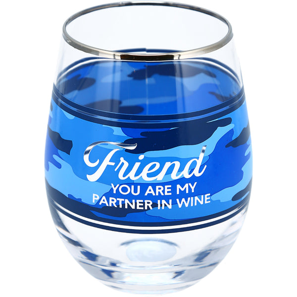 pavilion gift company Friend 18 oz Stemless Wine Glass
