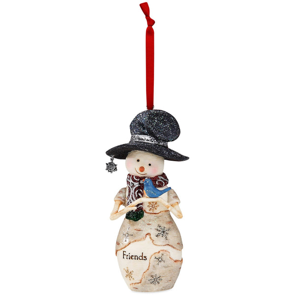 pavilion gift company Friend 4.25" Snowman Holding Bluebird Ornament